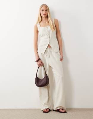 Miss Selfridge - Ensemble habillé aspect lin - Taupe